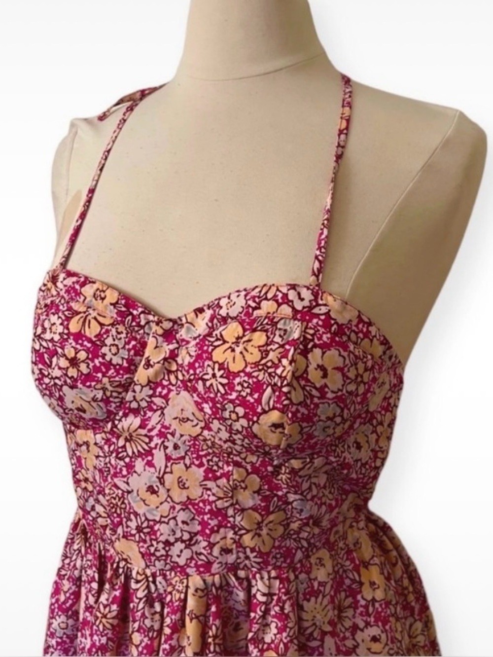 *Final Price* Band of the Free Bustier Bodice Floral Summer Dress Medium - Picture 3 of 6